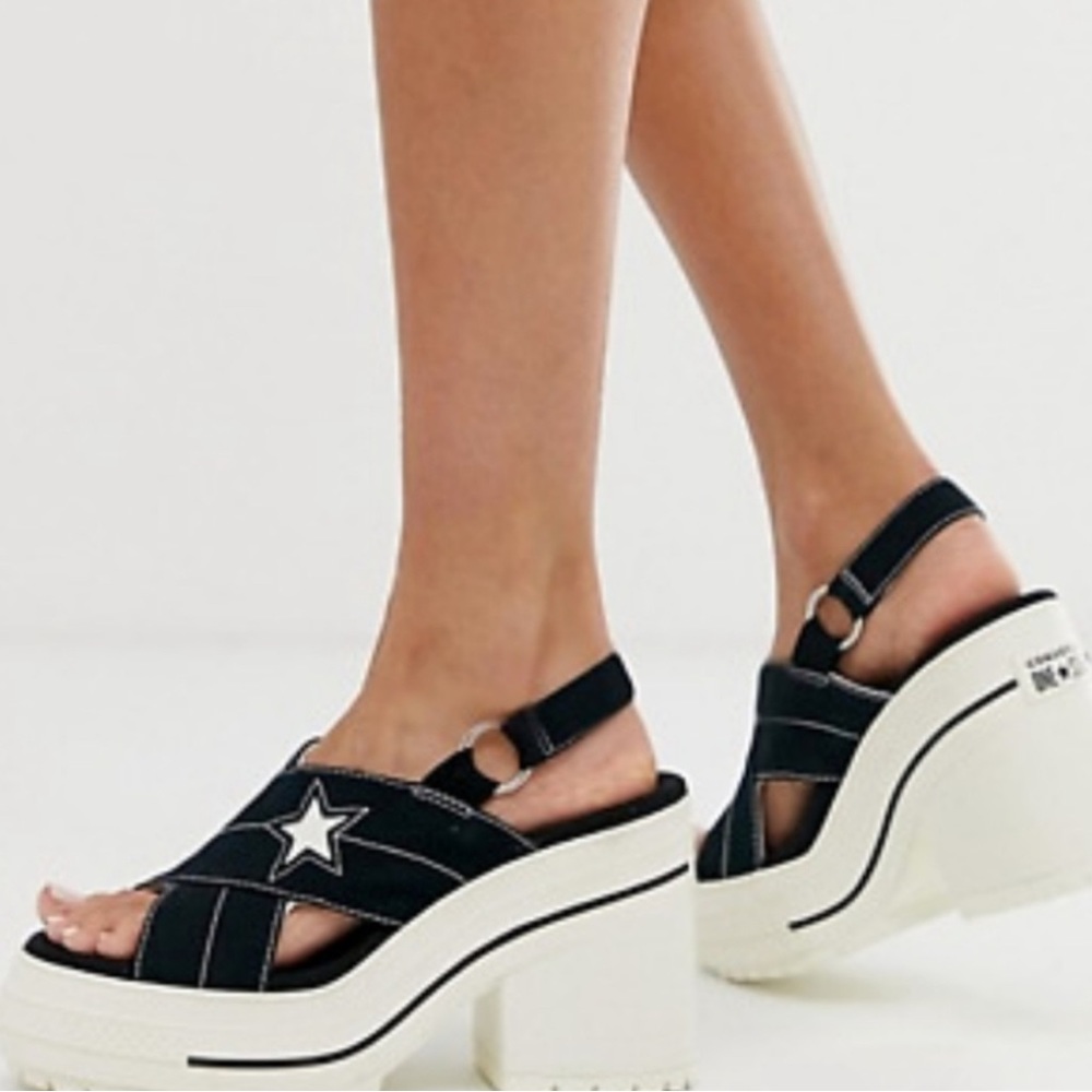 Converse Black and White Platform Sandals